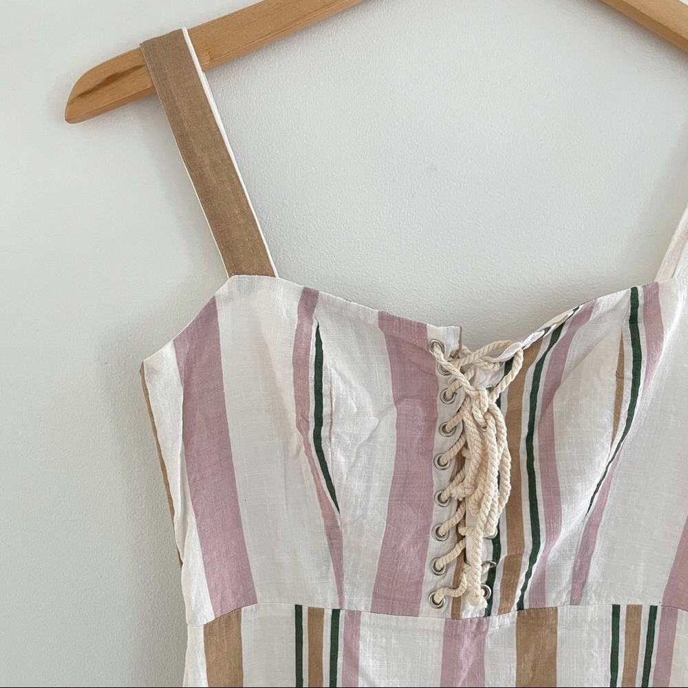 Privacy Please Revolve Alana Mini Dress Multi Stripe Rope Lace Up - Picture 4 of 11
